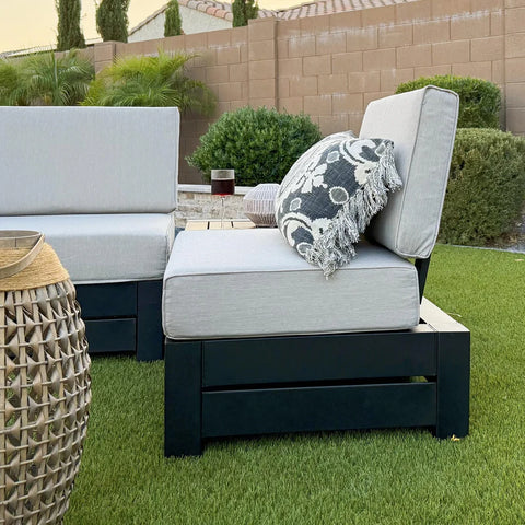 4-Seater Outdoor Conversation Sofa Set with Woodgrain Side Table
