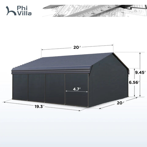 Heavy Duty Carport with Galvanized Steel Roof Multi-Purpose Shelter