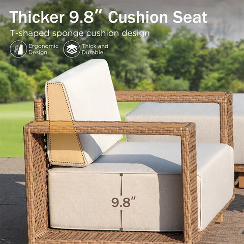 6-Seater Modern Wicker Outdoor Conversation Sofa set