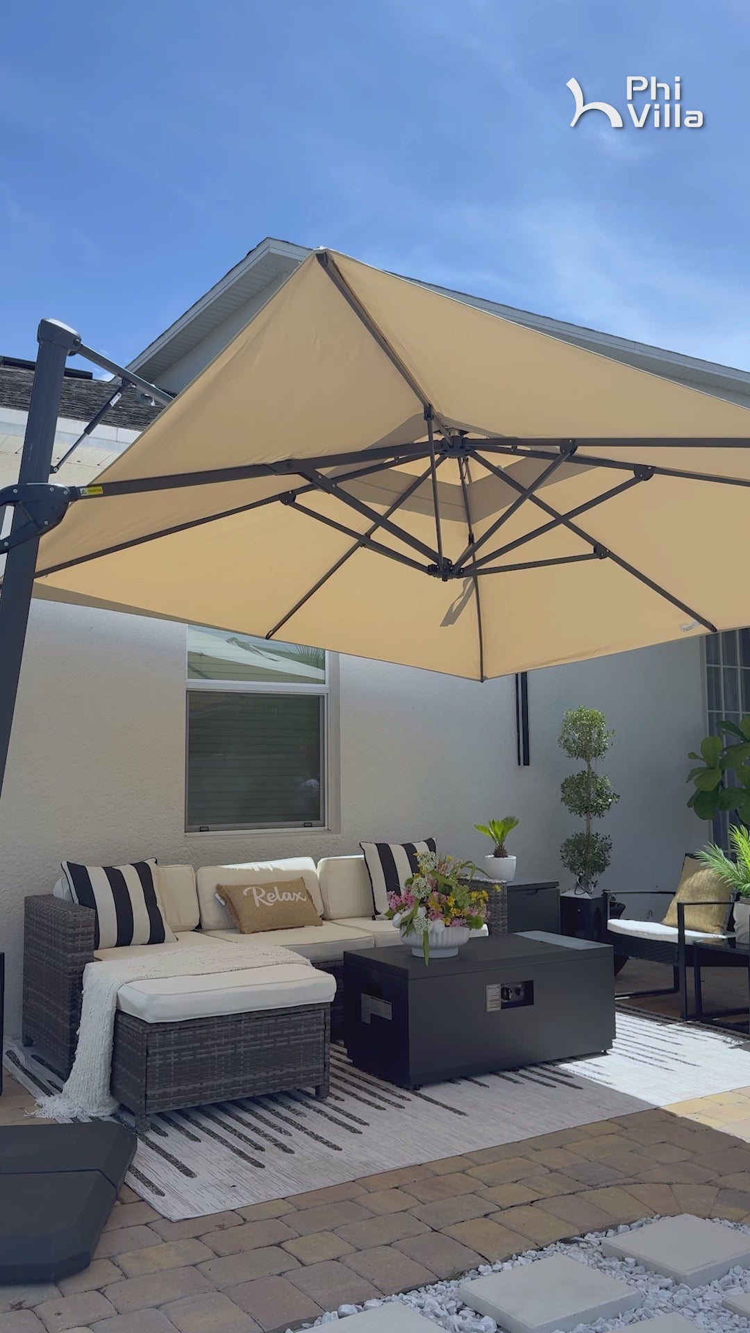 9X12ft Rectangular Outdoor Cantilever Offset Umbrella for Garden, Pool