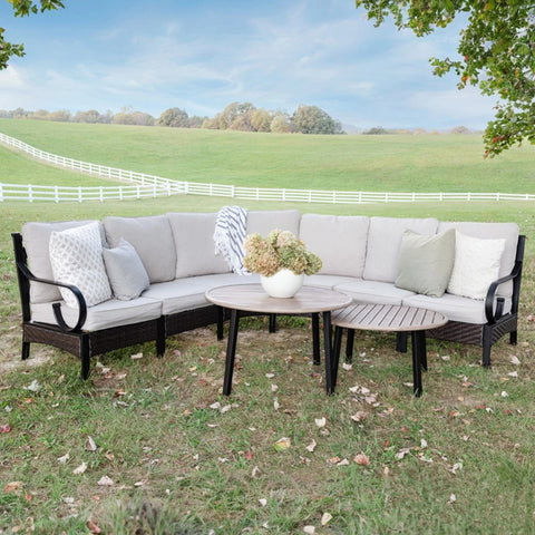 Half-Moon Outdoor Patio Conversation Sofa Sets with E-Coating Technology