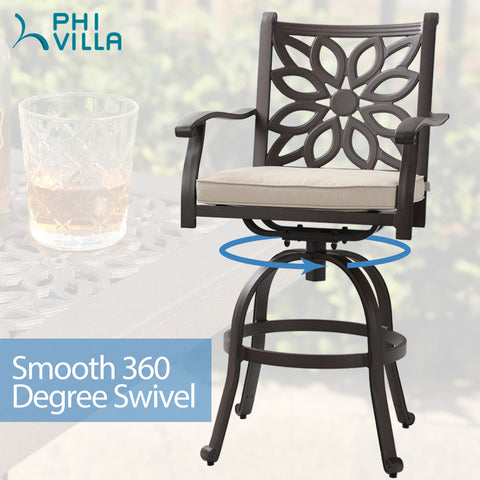 7-Piece Classic Cast aluminum Swivel Patio Bar Stool Sets