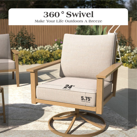 5 Seat Outdoor Wooden-like Conversation Set with Coffee Table