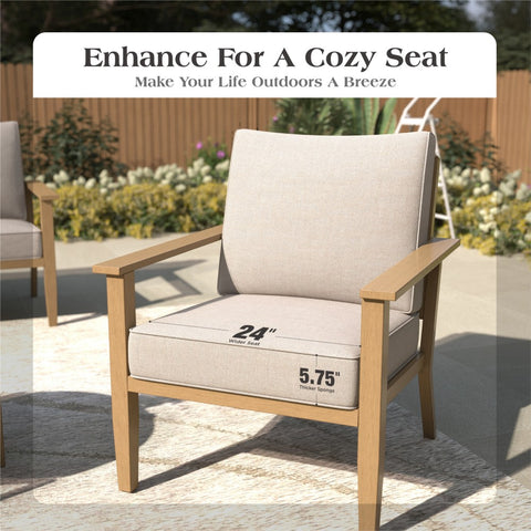 5 Seat Outdoor Wooden-like Conversation Set with Coffee Table