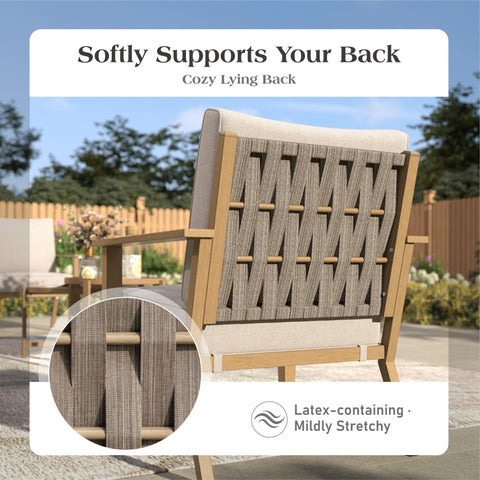 5 Seat Outdoor Wooden-like Conversation Set with Coffee Table