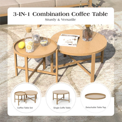 5 Seat Outdoor Wooden-like Conversation Set with Coffee Table