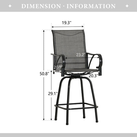 3-Piece Outdoor Bar Set-Sea Stone Table & Gray/Aqua Textilene Swivel Stools