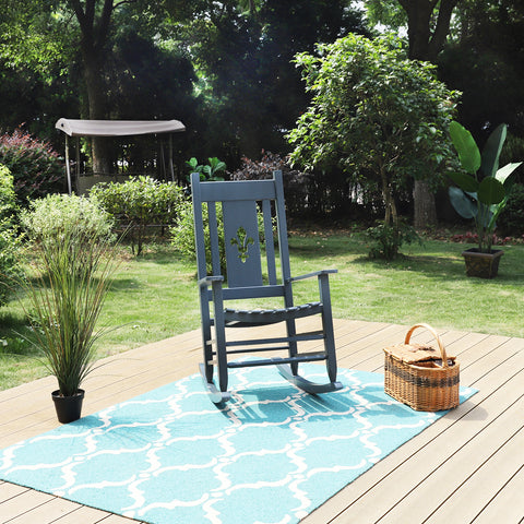 2PC Solid Outdoor Indoor Rocking Chair for Patio Deck Garden Rocker Chair