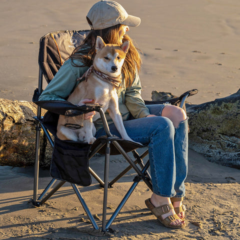 Oversized Portable Folding Camping Chair with Cooler Bag for Sports, Beach, Hiking, Fishing