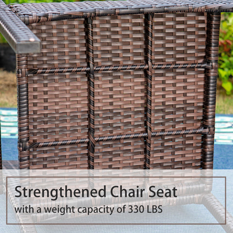 Rattan Steel Cushioned Patio Chairs, Outdoor Chairs, Set of 2
