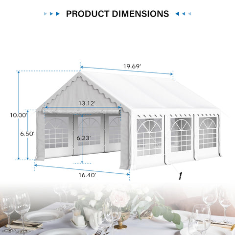 16'x20' White Scalloped Valance Party Tent Canopy Shelter with Heavy Duty Design (Includes Carry Bag)