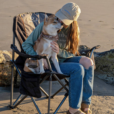 Oversized Portable Folding Camping Chair with Cooler Bag for Sports, Beach, Hiking, Fishing