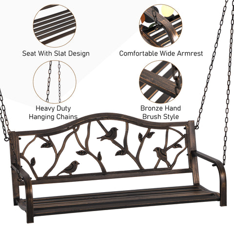 Porch Swing Seat with Hanging Chains, Patio Swing Bench