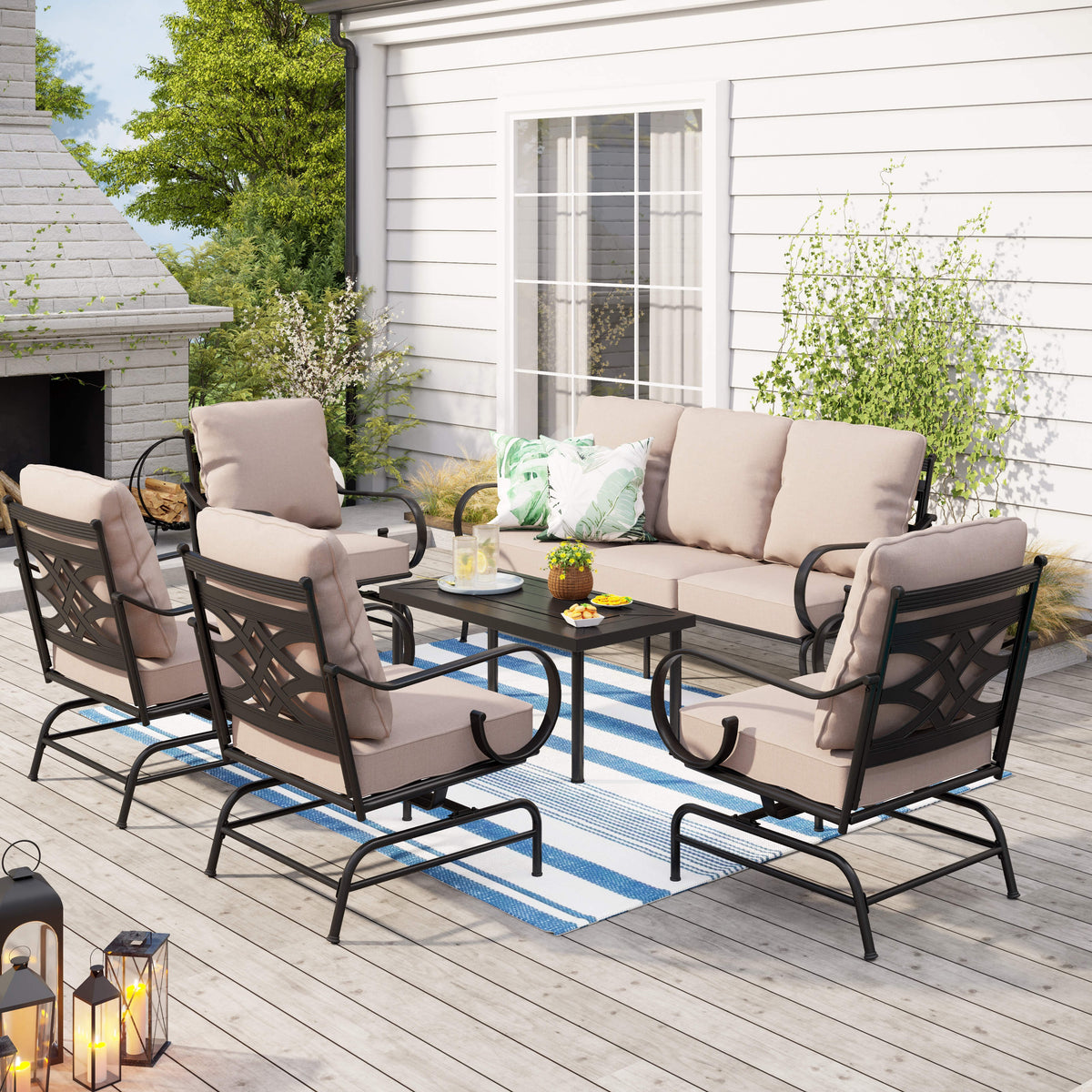 American Style Elegant Back Pattern Patio Sofa Set