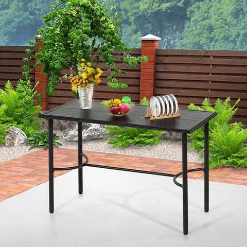 Embossed Large Height Metal Patio Bar Table with bowed bar