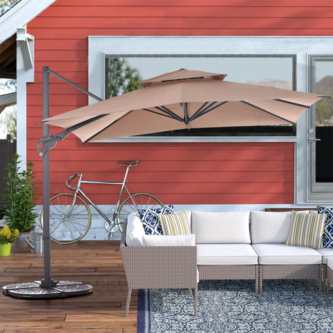 10ft Patio Cantilever Umbrella Square Outdoor Offset Umbrella