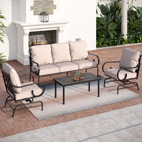 American Style Elegant Back Pattern Patio Sofa Set