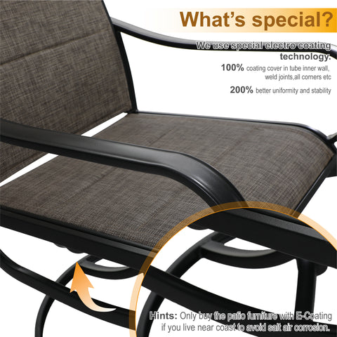 7-Piece Patio Dining Set Geometrically Stamped Rectangle Table & Textilene Swivel Chairs