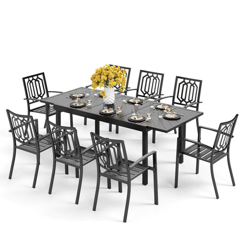 9-piece / 7-piece Patio Dining Sets Expandable Table and Classic Steel Chairs