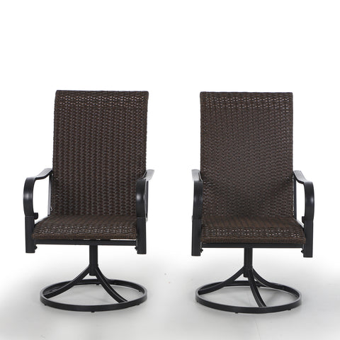 Rattan Swivel Patio Dining Chairs, Set of 2