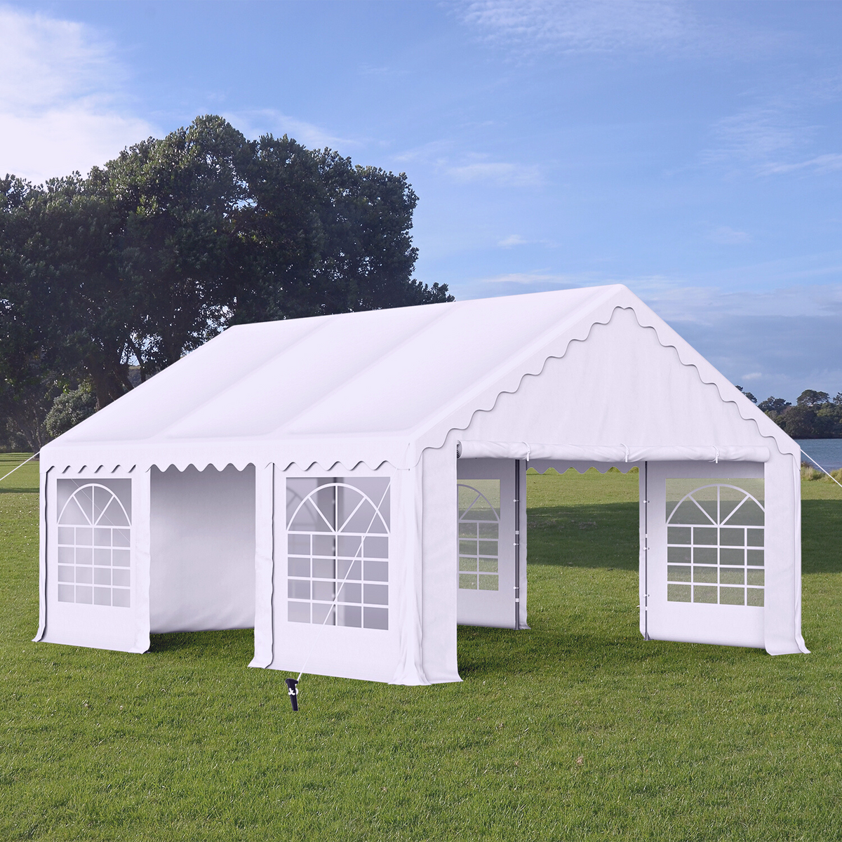 16'x20' White Scalloped Valance Party Tent Canopy Shelter with Heavy Duty Design (Includes Carry Bag)