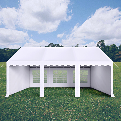 16'x20' White Scalloped Valance Party Tent Canopy Shelter with Heavy Duty Design (Includes Carry Bag)