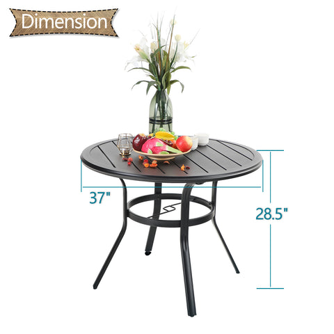 Round Table & Rattan Cushioned Dining Chairs 5-Piece Outdoor Dining Set
