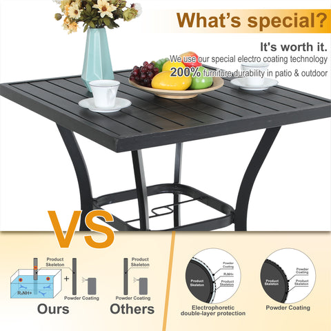 Outdoor Patio 31" Square Height Bar Table with Umbrella Hole - 36" Height Coating Old Craft