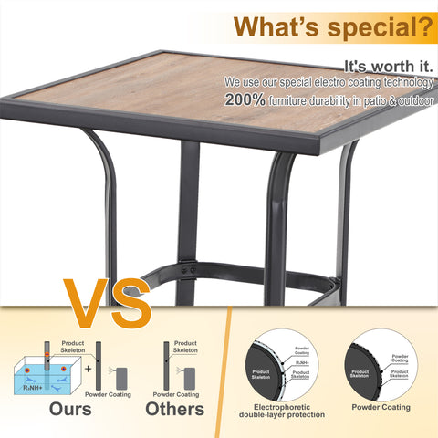 High Bar Table with Wood-like PVC Tabletop