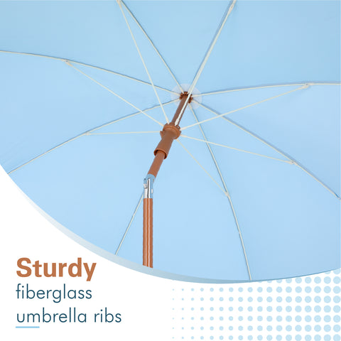7ft Auto-Tilt Beach Tassel Umbrella With Handy Carry Bags