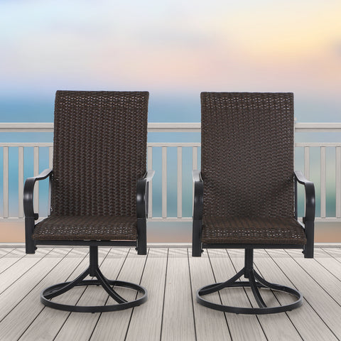 Rattan Swivel Patio Dining Chairs, Set of 2