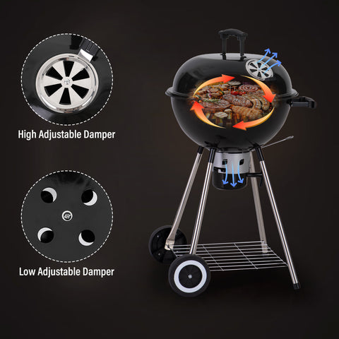 18" Porcelain-coated Kettle Charcoal Patio Grill