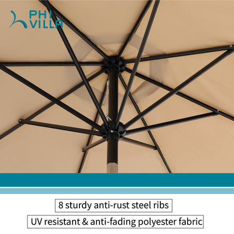 Manual-tilted Outdoor Patio Umbrella with Crank Handle