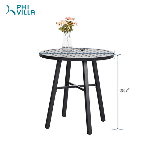 3-Piece Patio Bistro Set Small Round Tea Table & Textilene Swivel Chairs