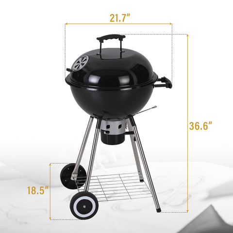 18" Porcelain-coated Kettle Charcoal Patio Grill