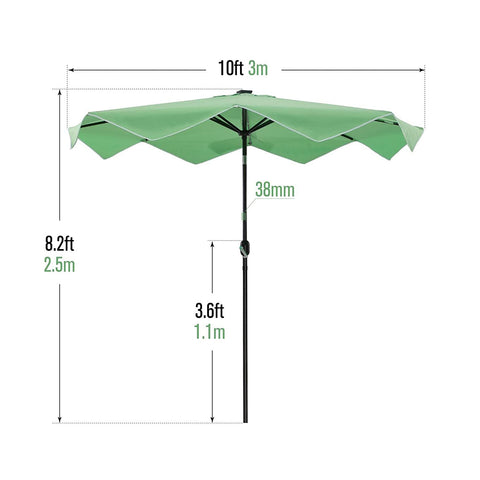 9/10ft Auto-Tilt LED Solar Lights Market Patio Umbrella with Ruffles