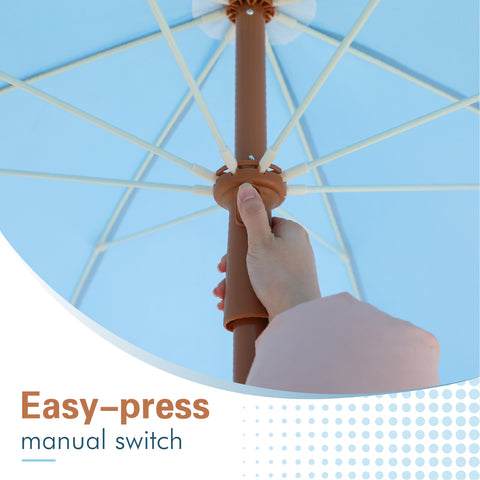 7ft Auto-Tilt Beach Tassel Umbrella With Handy Carry Bags