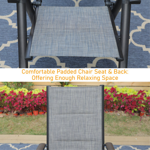 Pre-assembled Patio Padded Textilene Foldable Chairs, Set of 2