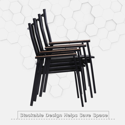 Textilene Patio Dining Chairs, Set of 2