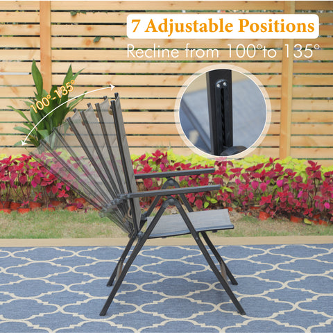 Pre-assembled Patio Padded Textilene Foldable Chairs, Set of 2