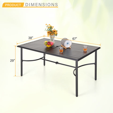 7-Pcs Patio Dining Set Textilene Fixed Chairs & Steel Table
