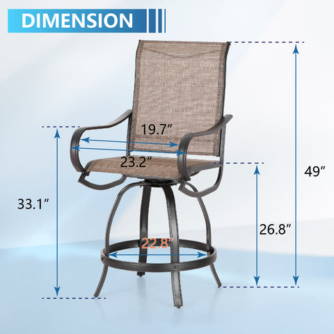 5-Piece Patio Bar Stool Set High Table & Reinforced Textilene Bar Stools