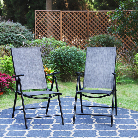 Pre-assembled Aluminum & Steel Frame Reclining Folding Sling Chair, Set of 2