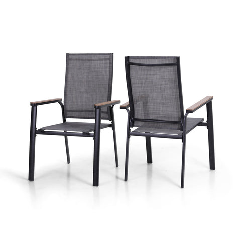 Textilene Patio Dining Chairs, Set of 2