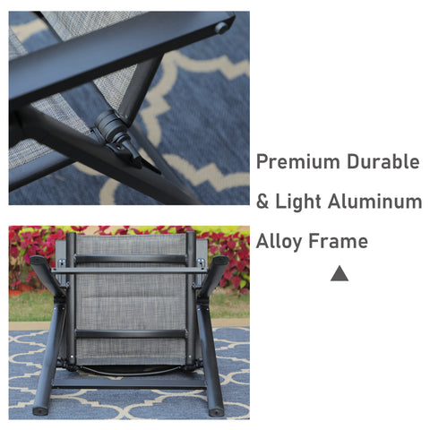 Pre-assembled Patio Padded Textilene Foldable Chairs, Set of 2