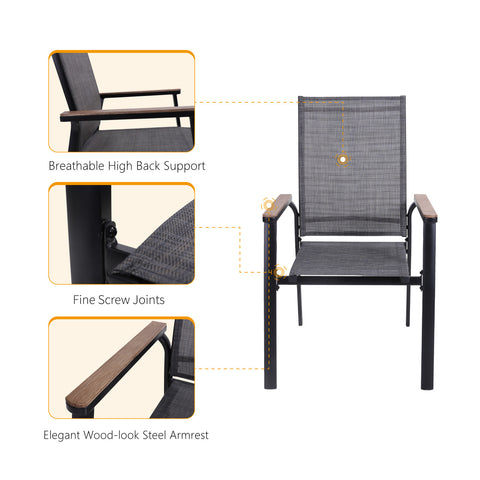 Textilene Patio Dining Chairs, Set of 2