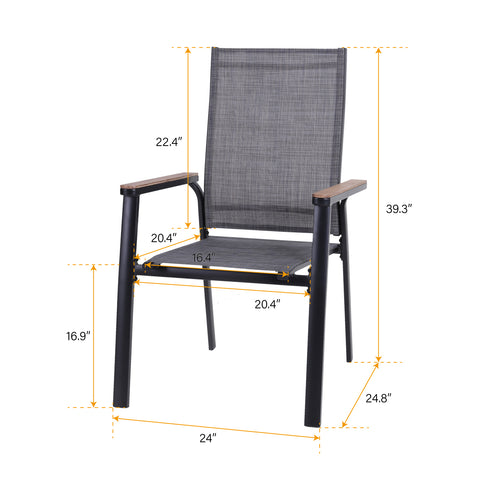 Textilene Patio Dining Chairs, Set of 2