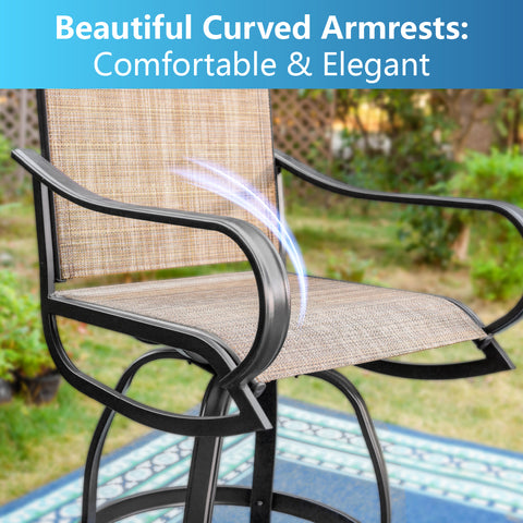 5-Piece Patio Bar Stool Set High Table & Reinforced Textilene Bar Stools