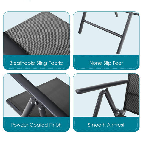9-Piece Patio Dining Sets Large Square Table & Textilene Foldable Chair