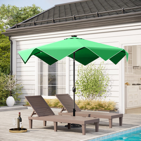 9/10ft Auto-Tilt LED Solar Lights Market Patio Umbrella with Ruffles